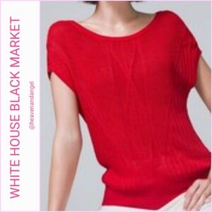 WHBM Red Cable-Knit Cap Sleeve Sweater